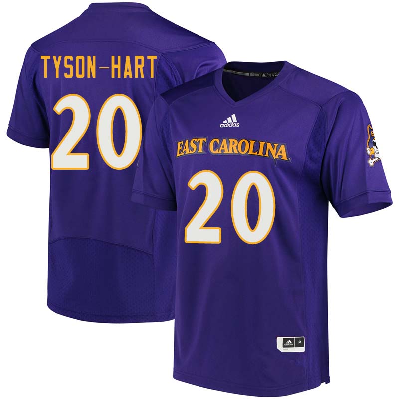 Men #20 Ockwan Tyson-Hart East Carolina Pirates College Football Jerseys Sale-Purple